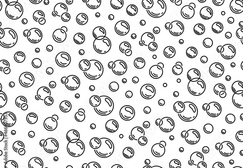 Soap bubbles seamless pattern. Outline.Bubbles of carbonated drink, medicine, oxygen, water. Vector illustration isolated background. 