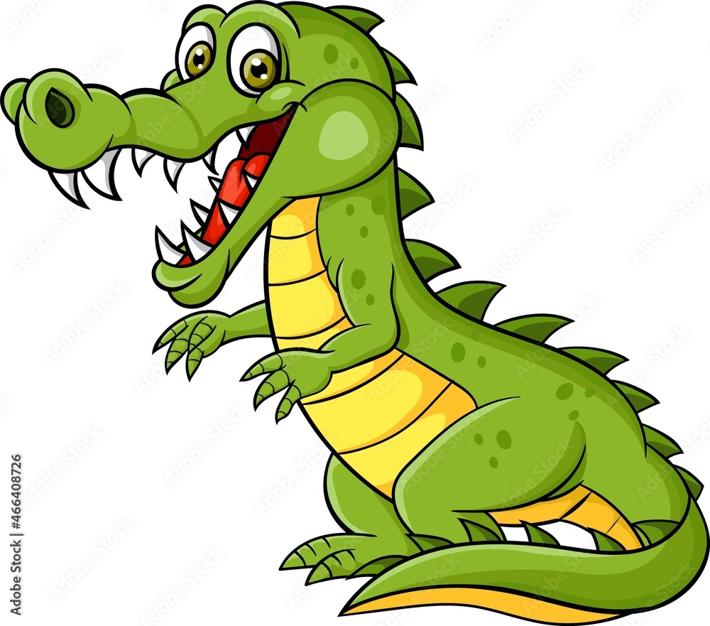 Fototapeta premium Cartoon funny crocodile isolated on white background