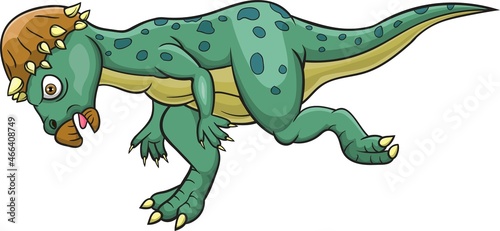 Cartoon angry pachycephalosaurus dinosaur running photo