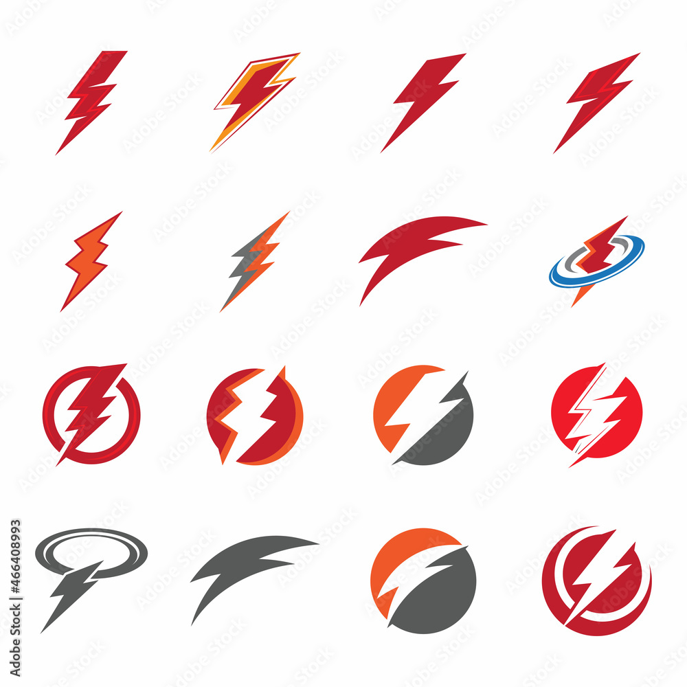 Obraz premium Flash thunderbolt Template vector icon illustration