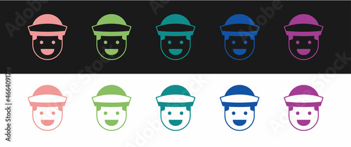 Set Sailor icon isolated on black and white background. Vector