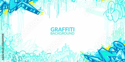Light Blue Abstract Hip Hop Street Art Graffiti Style Urban Calligraphy Vector Illustration Background Art Banner