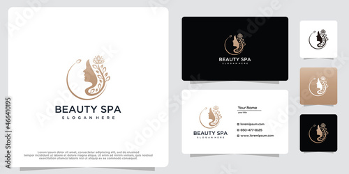 Beautiful woman face flower logo. Abstract design concept for beauty salon, massage, magazine, cosmetic and spa.