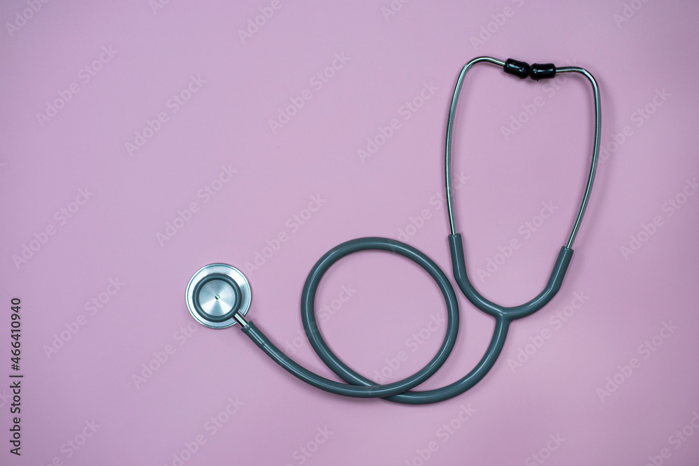 Closeup Stethoscope on pastel pink background with copy space, Health concept. Closeup Stethoscope on pastel pink background with copy space, Health concept.