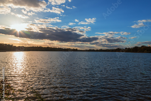 The Great Hlohovec Pond in the Czech Republic. Sunset. photo