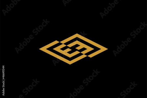 Letter E logo design vector. EE monogram outline logo symbol.