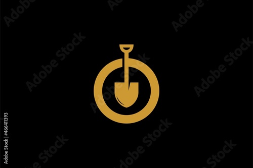 Double shovel logo design. Construction underground company abstract symbol.