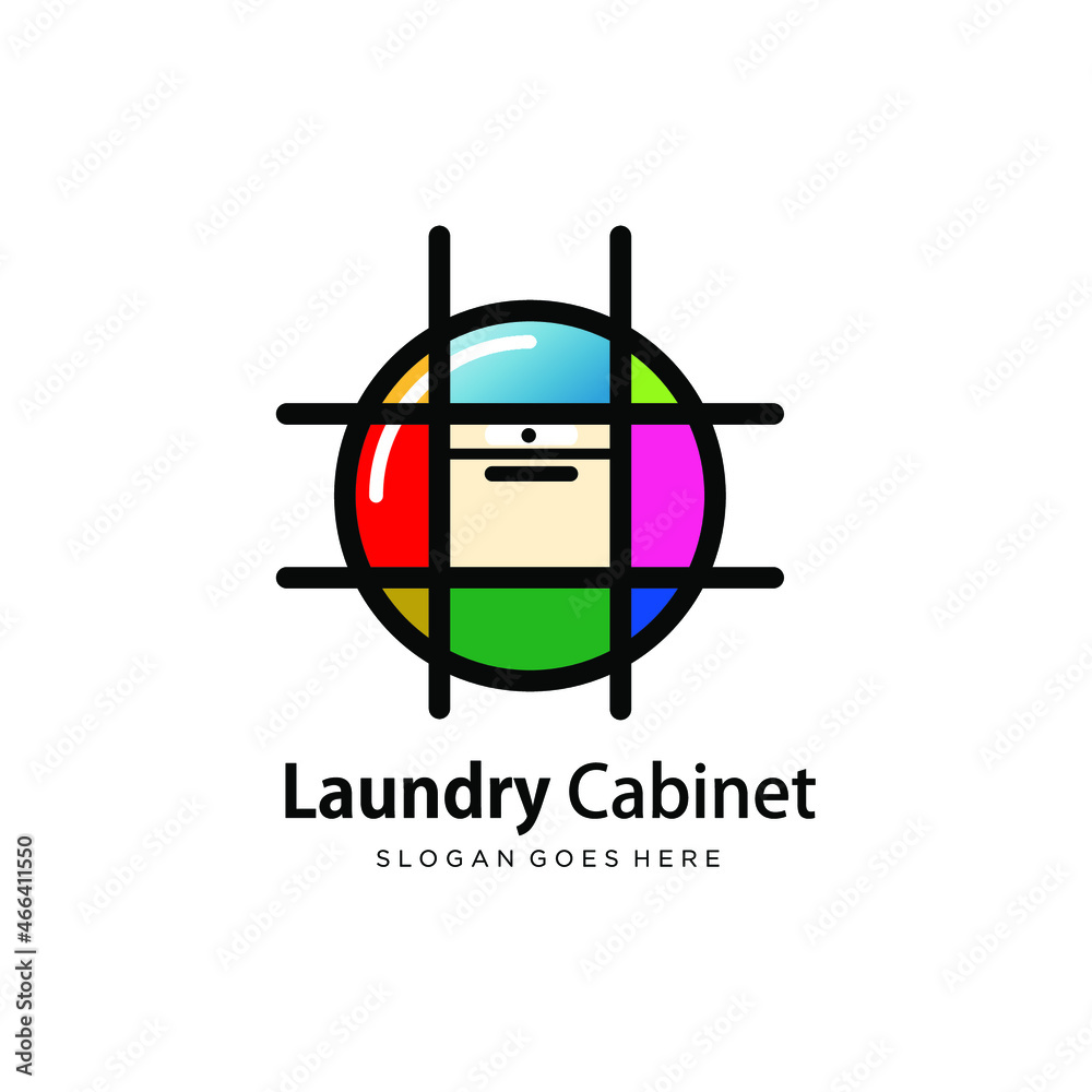 laundry cabinet logo. vector illustration of a cabinet with a washing machine.abstract combination of washing machine logos in the cabinet laundry cabinet logo. vector illustration of a cabinet with a washing machine.abstract combination of washing machine logos in the cabinet