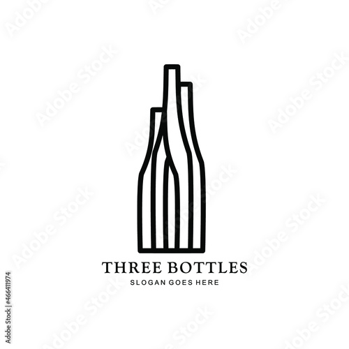bottle logo. vector illustration of three bottles. bottle line art related to business logo