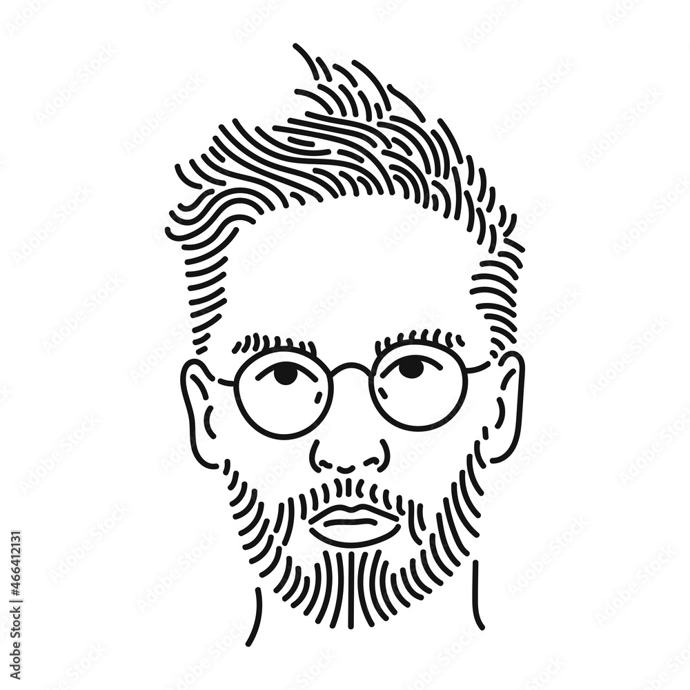 stylish bearded man wearing round glasses