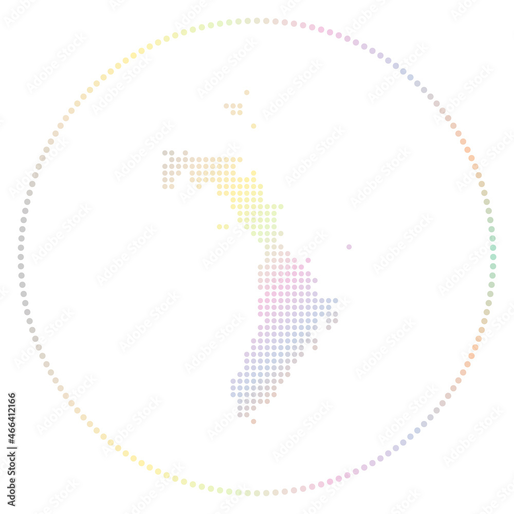 Fototapeta premium Lord Howe Island digital badge. Dotted style map of Lord Howe Island in a circle. Tech icon of the island with gradiented dots. Captivating vector illustration.