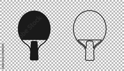 Black Racket for playing table tennis icon isolated on transparent background. Vector