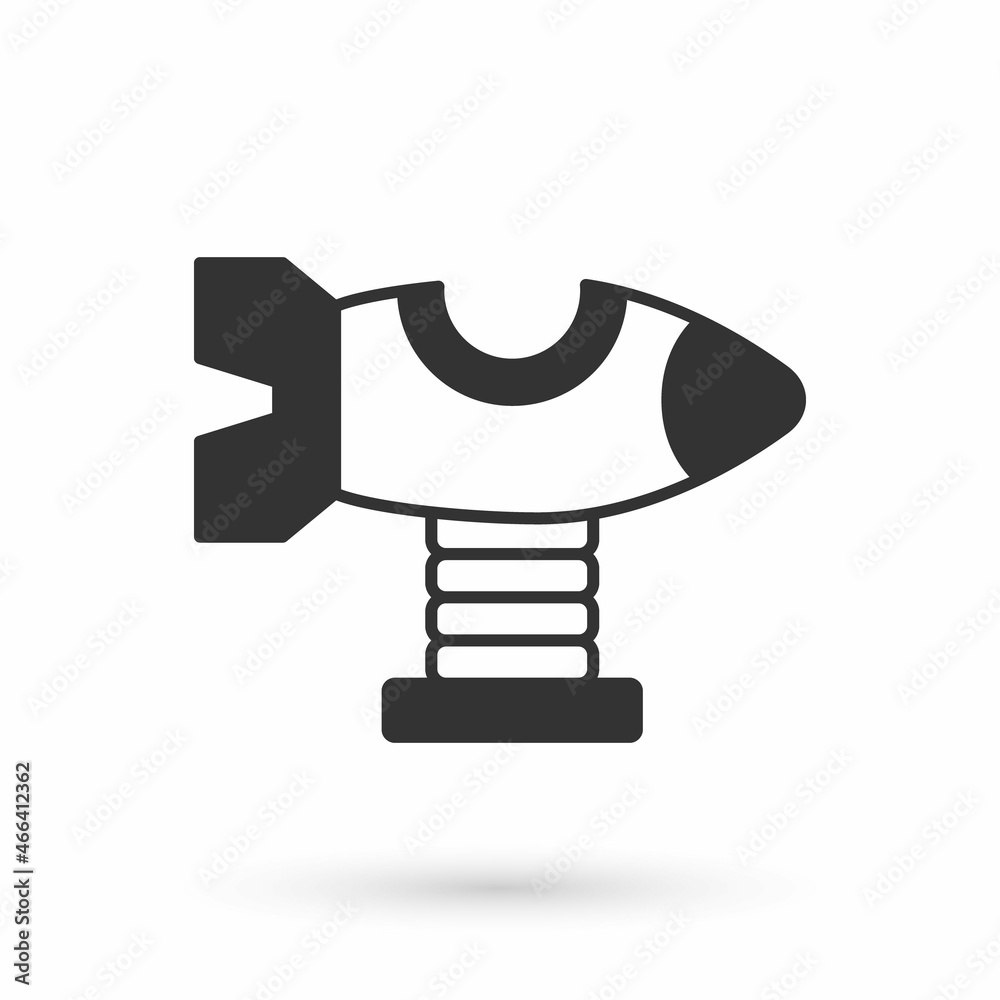 Grey Swing plane on the playground icon isolated on white background. Childrens carousel with plane. Amusement icon. Vector Grey Swing plane on the playground icon isolated on white background. Childrens carousel with plane. Amusement icon. Vector