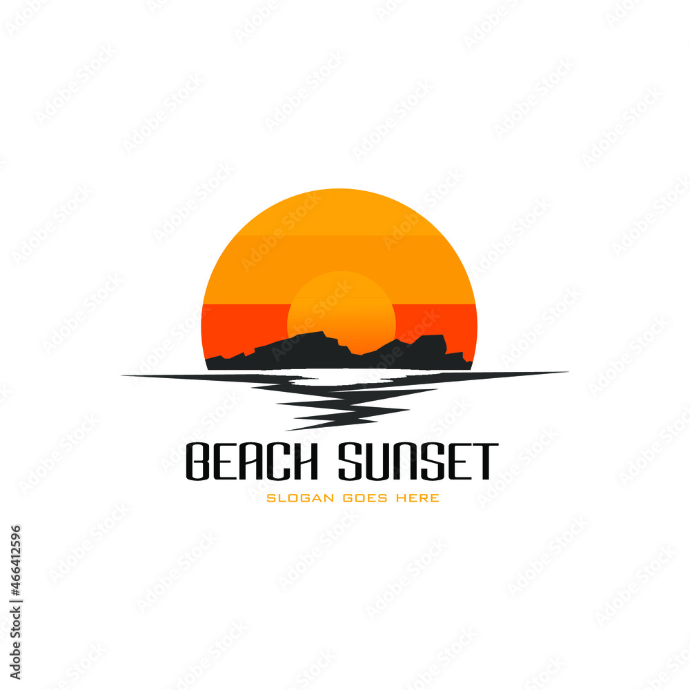 beach sunset logo. vector illustration of sunset at dusk. for tourism business logo identity, lodging, applications and others beach sunset logo. vector illustration of sunset at dusk. for tourism business logo identity, lodging, applications and others