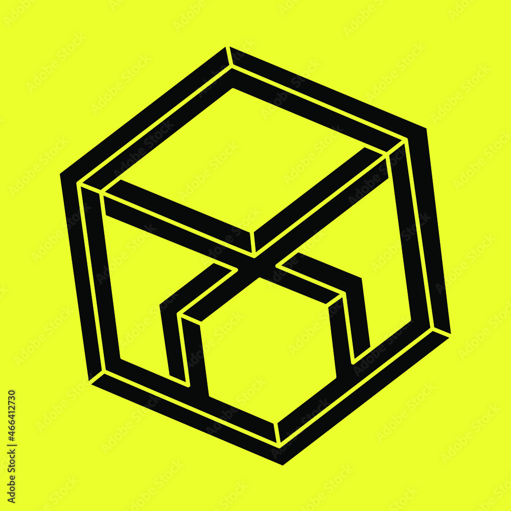 Impossible optical illusion shapes. Op art object. Impossible figures.