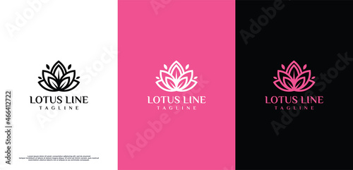 Feminine luxury lotus flower logo design template.