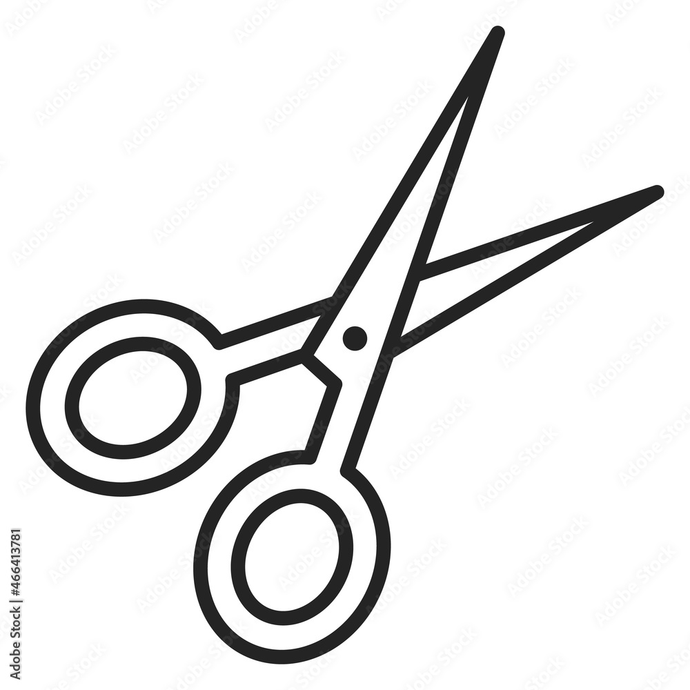 Scissors line icon vector isolated. Hairdresser tool, professional equipment. Sharp object, cutting tool. Scissors line icon vector isolated. Hairdresser tool, professional equipment. Sharp object, cutting tool.