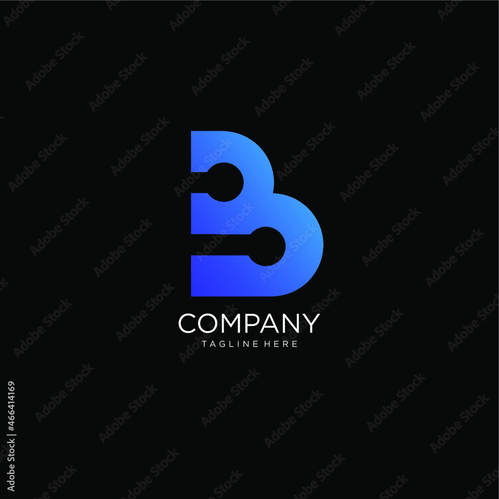 letter B logo and data. Vector illustration of letter B with data connection. initial data technology B letter B logo and data. Vector illustration of letter B with data connection. initial data technology B