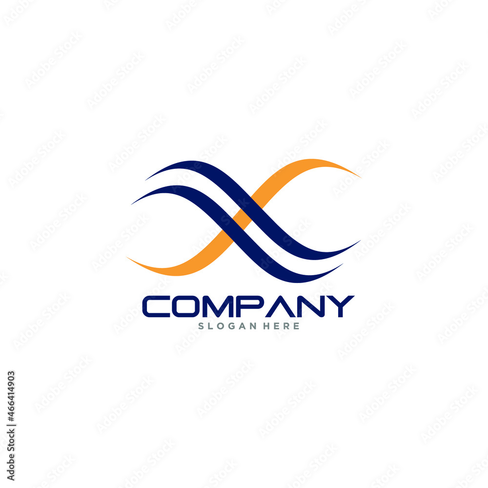 Ribbon style letter X vector logo. X business sign ribbon concept