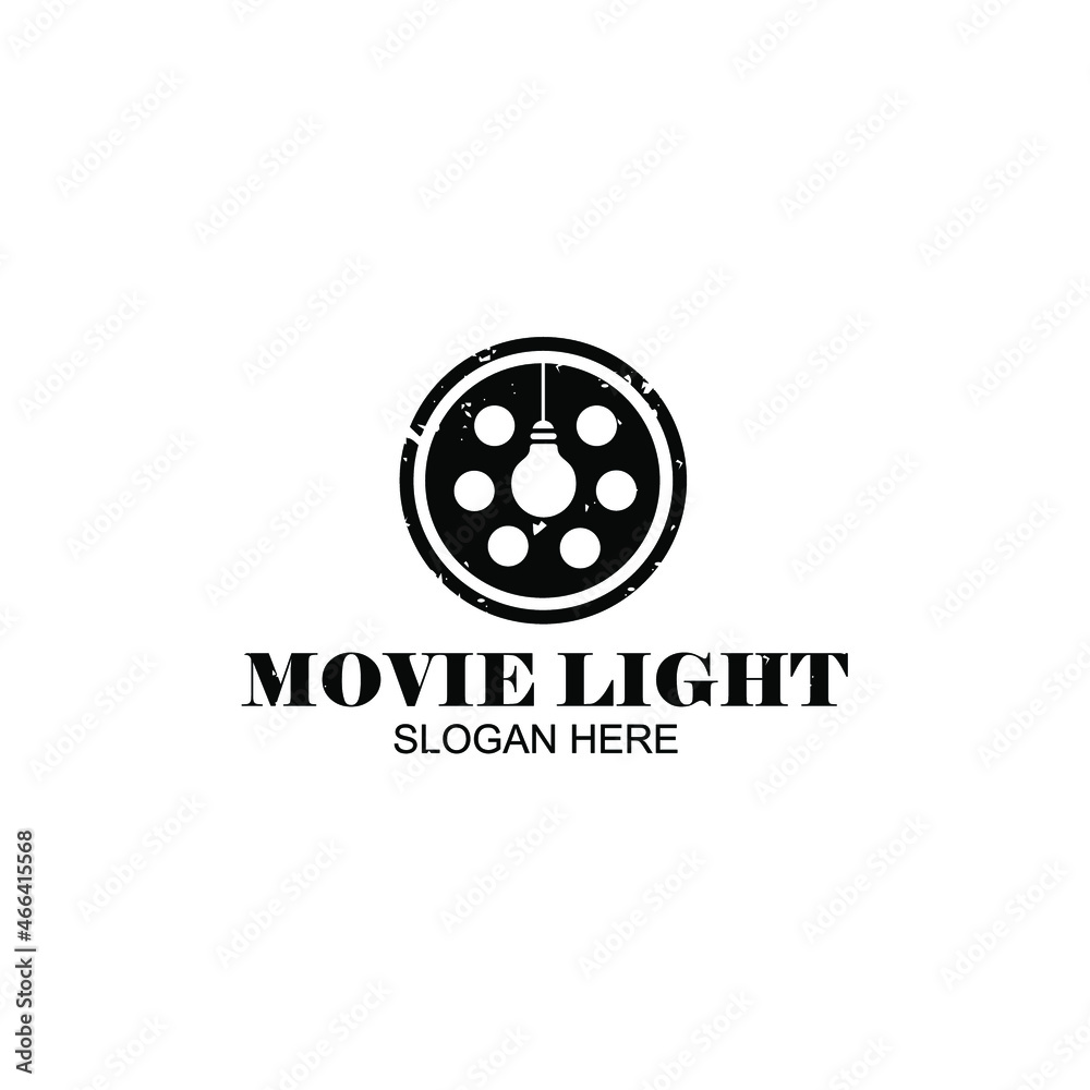 light and movie logo.combination of movie icon and light bulb