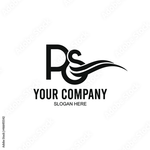 letter P and S logo. Vector illustration of letter PS with waves.