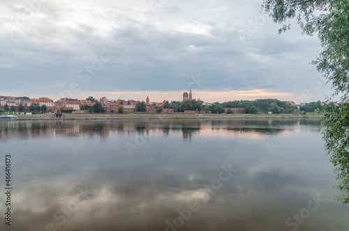 Morning view on panorama of Old Town of Torun seen from the Vistula river in Poland. © Robson90