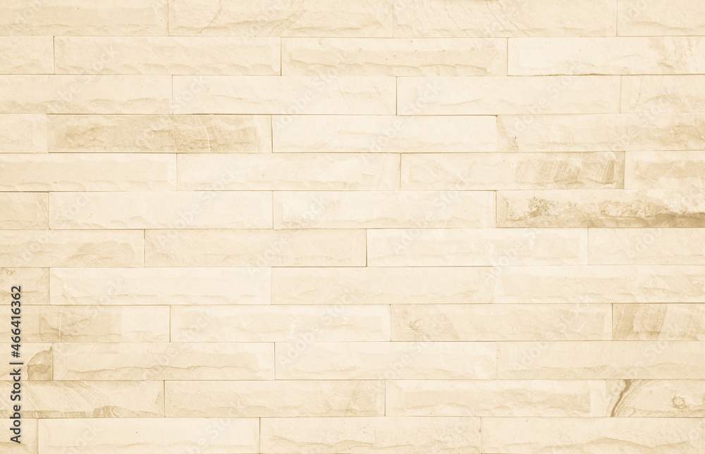 Empty Background of wide cream brick wall texture. Brown brick wall texture background in room at subway.