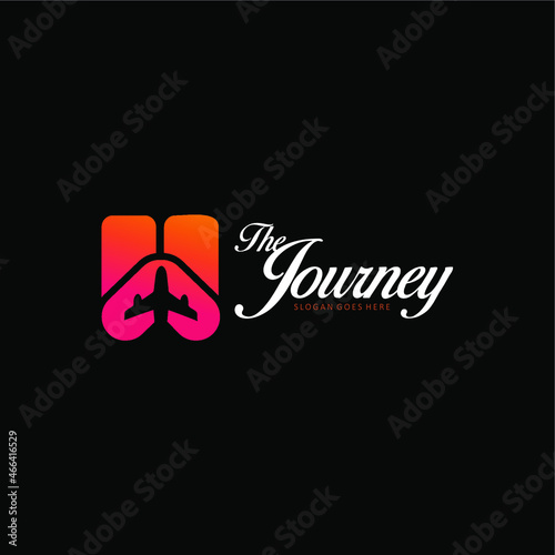 W logo for travel business. W letter vector with a combination aircraft. W letter negative space concept