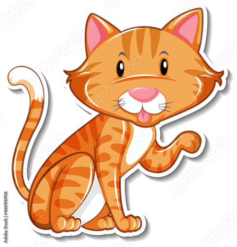 A sticker template of cat cartoon character © blueringmedia