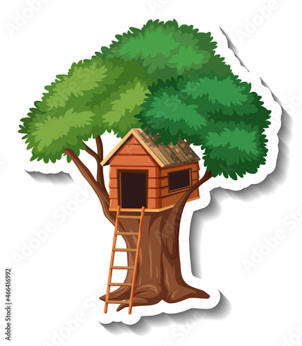 Isolated tree house with ladder at playgroud photo