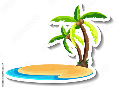 Tropical beach island with coconut tree