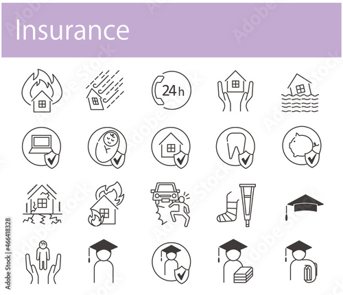 insurance icon vector set