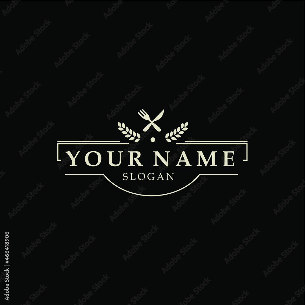 classic restaurant frame. badge vector logo with spoon and fork for classic theme restaurant identity