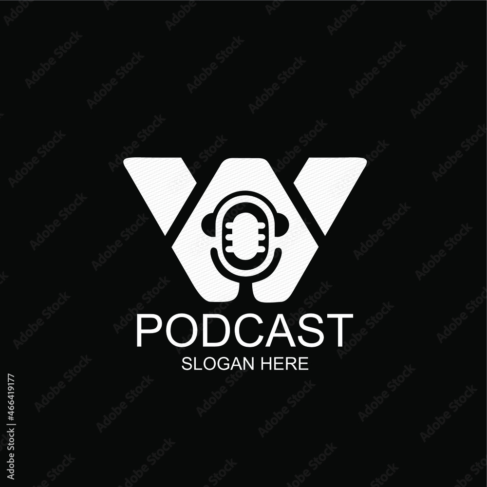 podcast logo letter W. podcast initials letter W negative space concept podcast logo letter W. podcast initials letter W negative space concept
