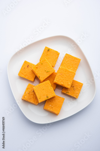 Orange barfi or pastry