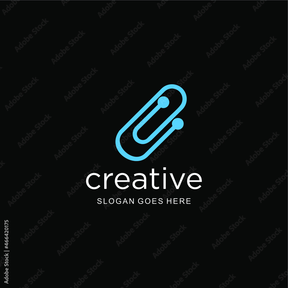 paperclip logo and data connection.abstract combination of paperclip and data connection paperclip logo and data connection.abstract combination of paperclip and data connection