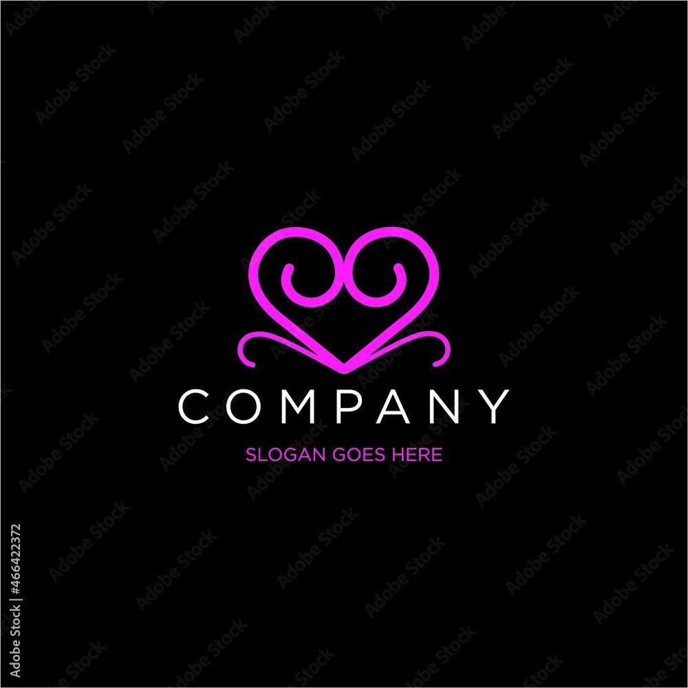 love line art logo. unique love abstract, for identity logo