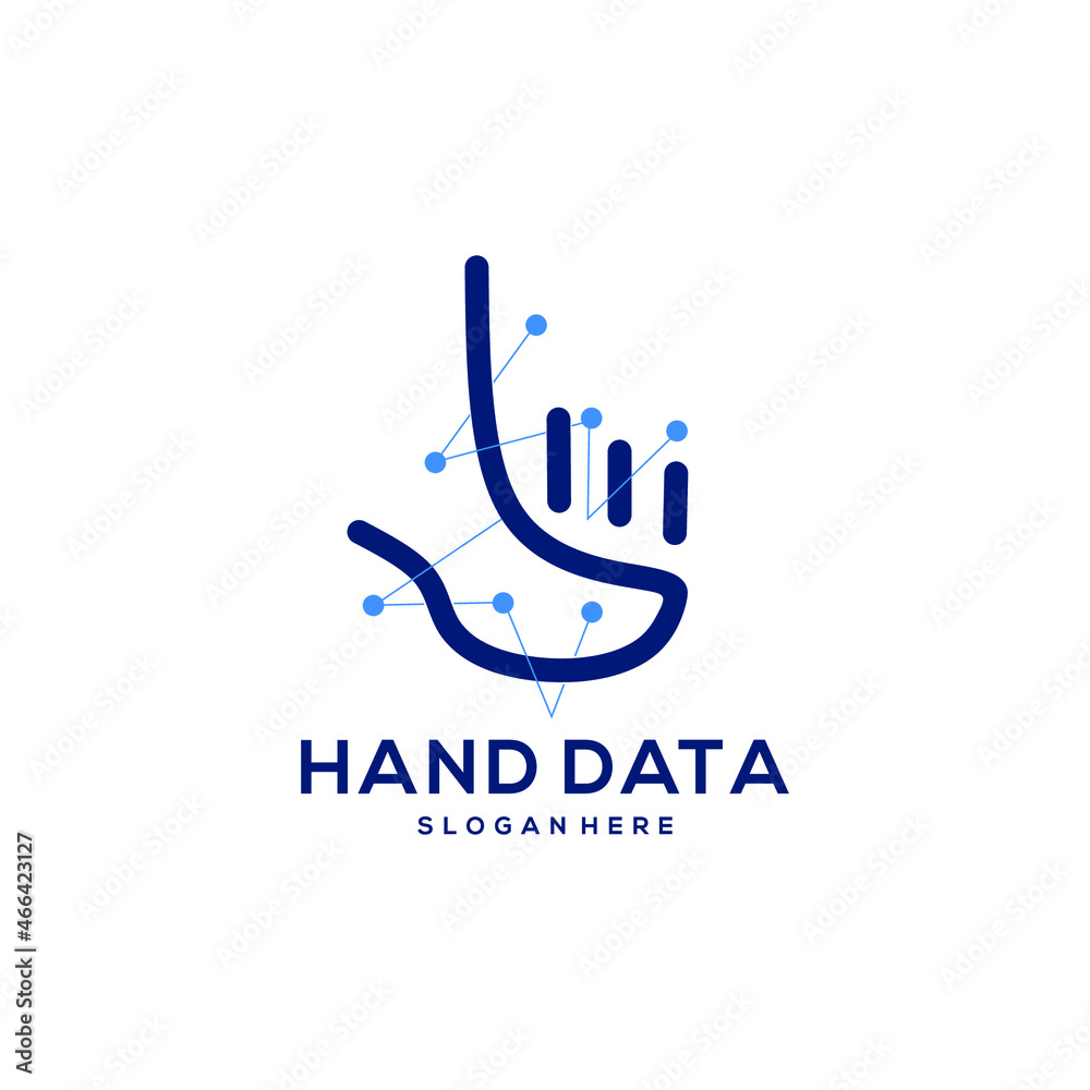 Fototapeta premium hand logo and data. blue hand and data abstract illustration