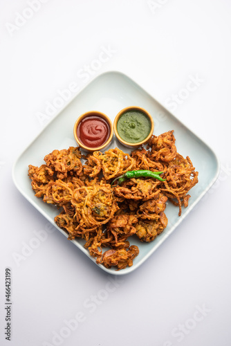 Pyaj Pakora or onion fritters or kanda bhajji photo
