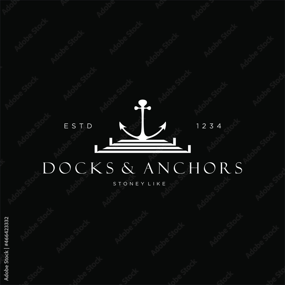 anchor and dock logo. dock and anchor vector illustration. suitable for unique character identity business