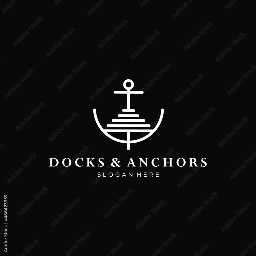 anchor and dock logo. dock and anchor vector illustration. suitable for unique character identity business anchor and dock logo. dock and anchor vector illustration. suitable for unique character identity business