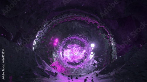 Purple energy portal 3D render