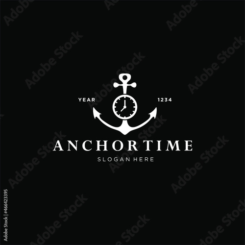 time and anchor logo. Vector illustration of clock and anchor icon. abstract combination of anchors in time