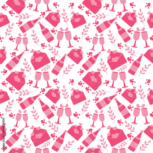 Pink And White Love Theme Seamless Pattern Background.