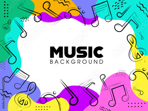 Colorful Abstract Music Notes Background.