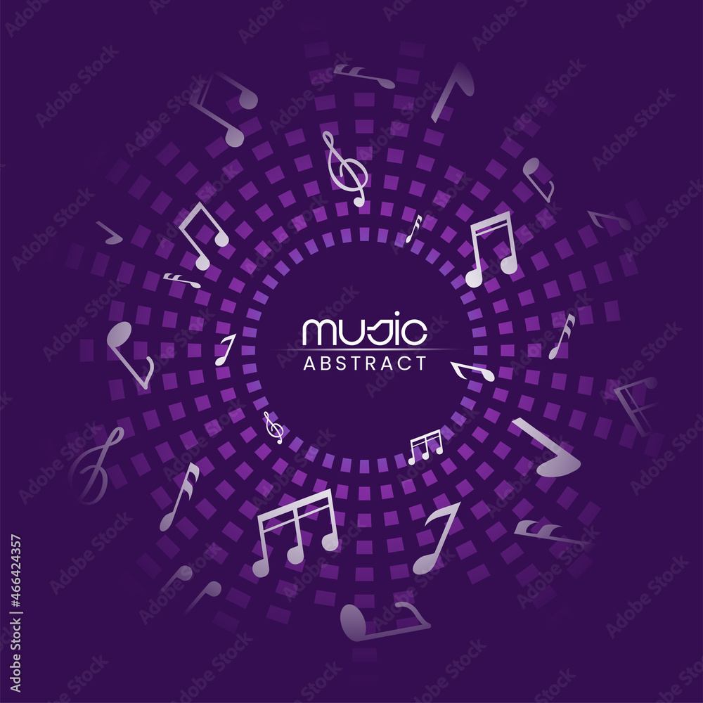 Purple Equalizer Background Decorated With Music Notes.