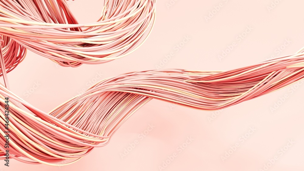 Abstract pastel background of swirling lines - 3d, render. Modern futuristic colorful beige shapes, object. Graphic computer design for posters, banners, presentations.