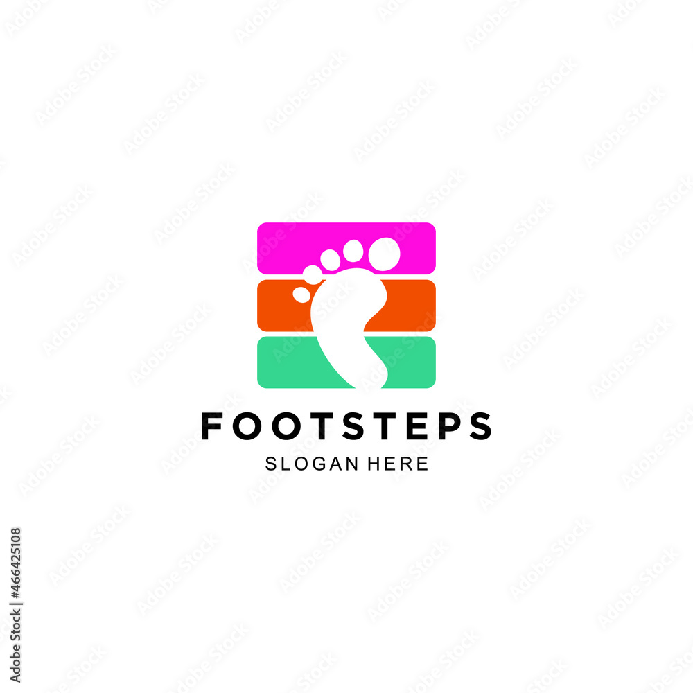 Fototapeta premium footprint logo in color box. abstract footprint illustration negative space concept