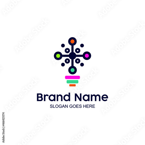 light bulb logo and technology. suitable for brain development, technology business and others. in modern colors