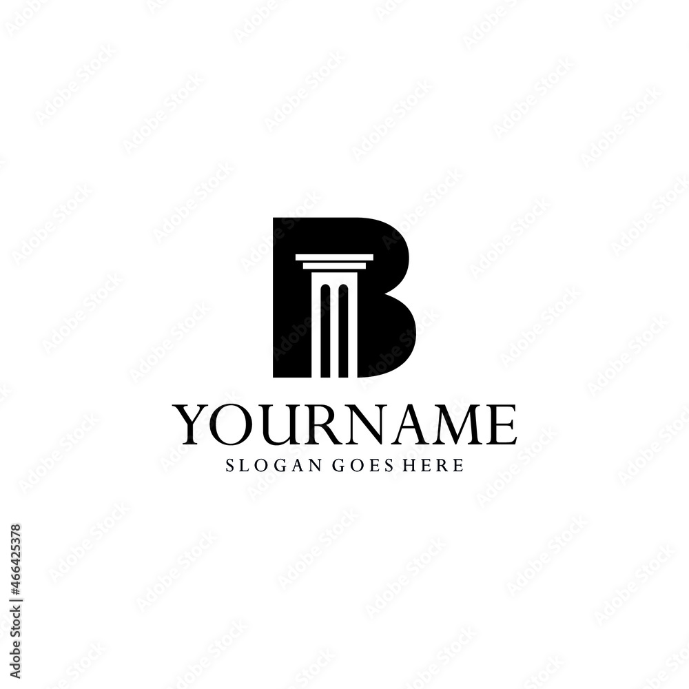 logo letter B and pillars. Abstract combination of pillars in letter B negative space concept. Suitable for legal businesses, lawyers, law offices, legal consultants and others logo letter B and pillars. Abstract combination of pillars in letter B negative space concept. Suitable for legal businesses, lawyers, law offices, legal consultants and others